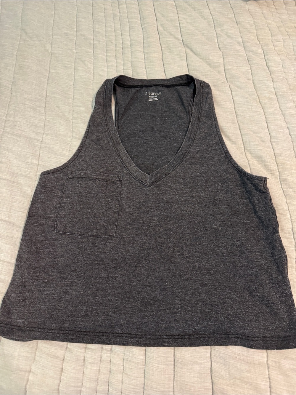 Z Supply Dark Charcoal V-Neck Pocket Tank Top - Women